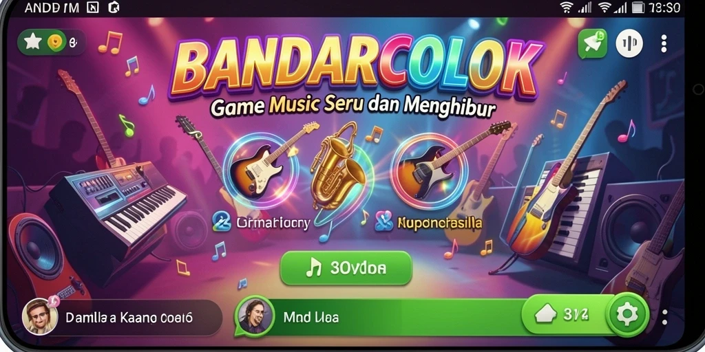 Tampilan gameplay seru dari BANDARCOLOK dengan variasi lagu dan grafik menarik.