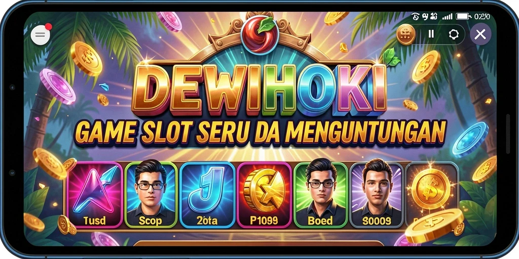 Tampilan gameplay Slot DEWIHOKI dengan gulungan berputar dan simbol menarik.
