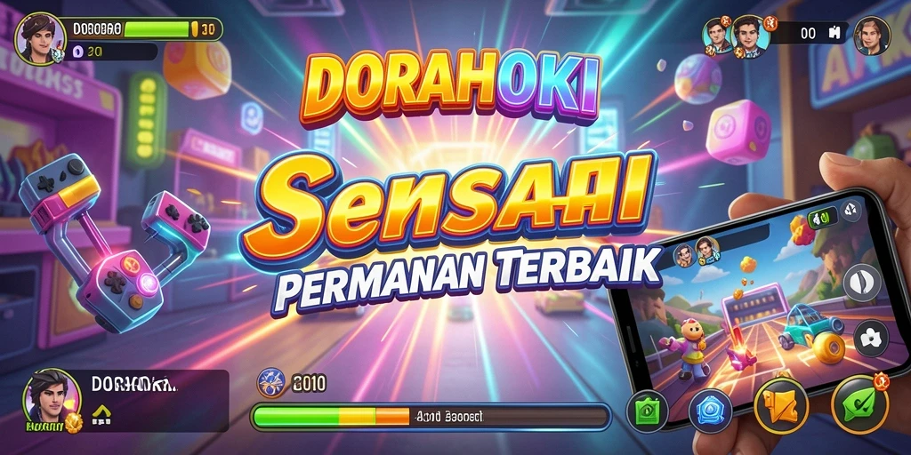 Tangkapan layar utama DORAHOKI dengan aksi gameplay arcade yang seru.