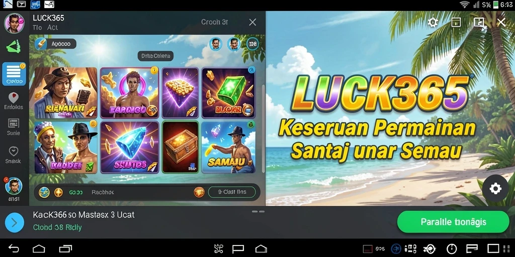 Screenshot LUCK365 menampilkan gameplay yang ceria dan penuh warna.